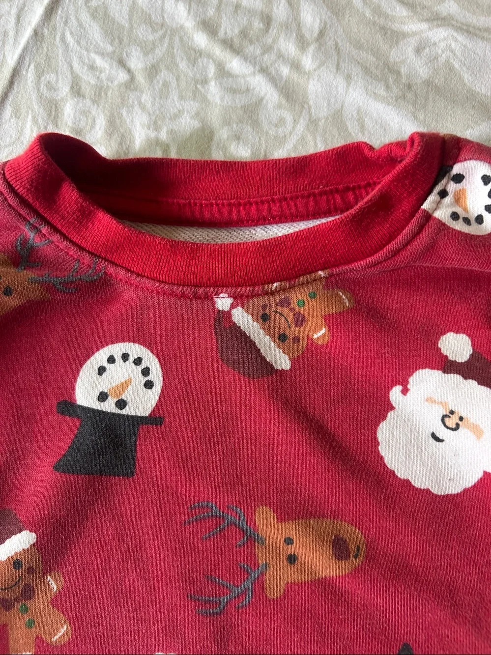 Holiday Time Red Kids Holiday Crewneck Sweatshirt with Santa, Reindeer & Snowman